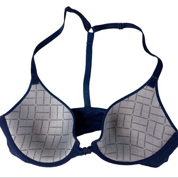 Victoria’s Secret Semi Demi Royal Blue Racerback Bra Front Clasp Size 32B - Picture 3 of 5